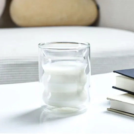 Copo de Vidro Colorido Parede Dupla 200ml - Design Espiral