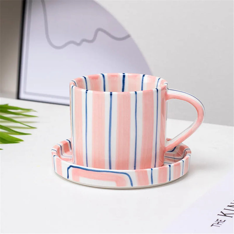 Conjunto de Cerâmica Listrado para Café e Chá