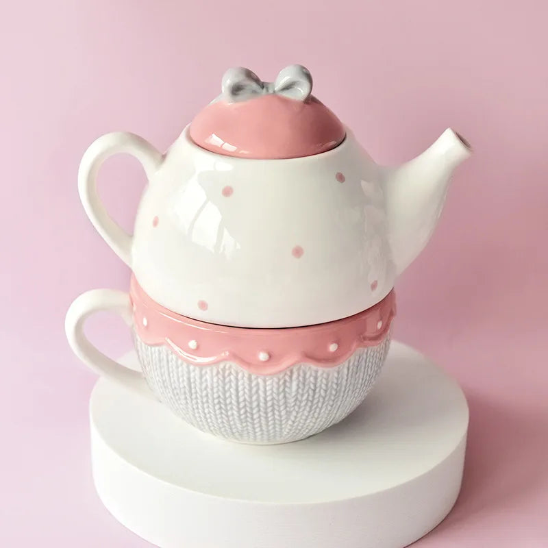 Tea For One Coração em Porcelana Kit 2 Pcs