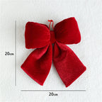 Decoração de arco de natal veludo vermelho arco nó enfeites pendurados diy árvores de natal pingente para decorações de festa em casa de férias