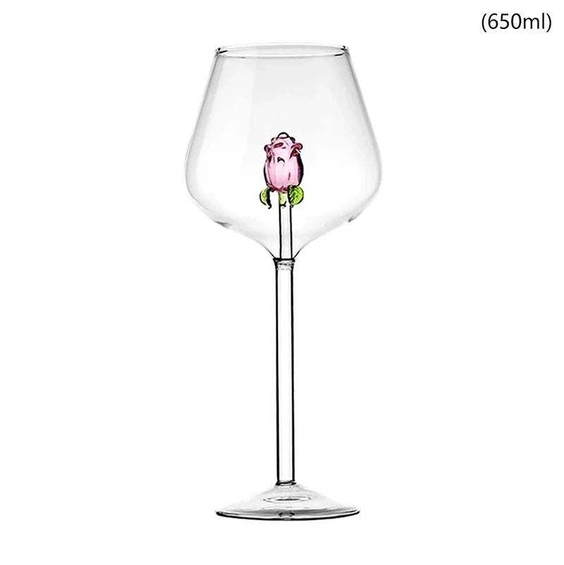 Taça de Vidro Criativa Rosas Espelhada