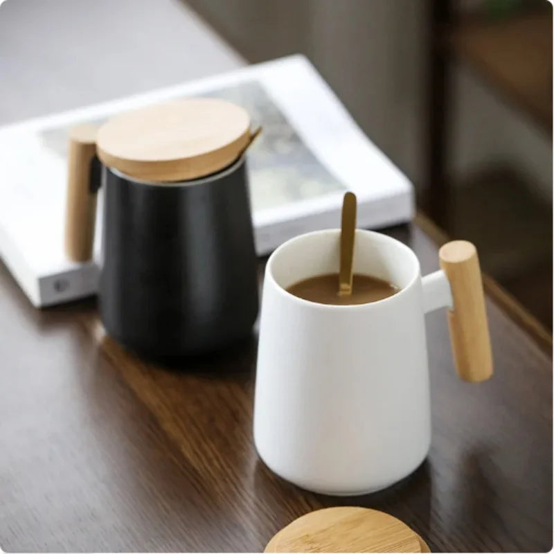 Caneca em Porcelana e Madeira - 400ml