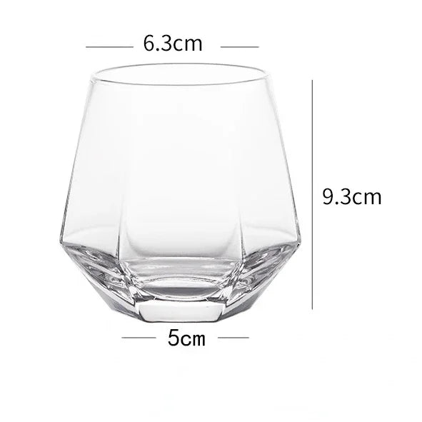 Copo Hexagonal de Vidro Colorido 320ml para Bebidas Nobres