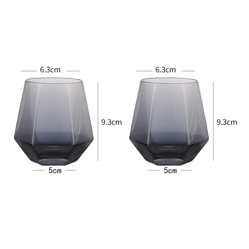 Copo Hexagonal de Vidro Colorido 320ml para Bebidas Nobres