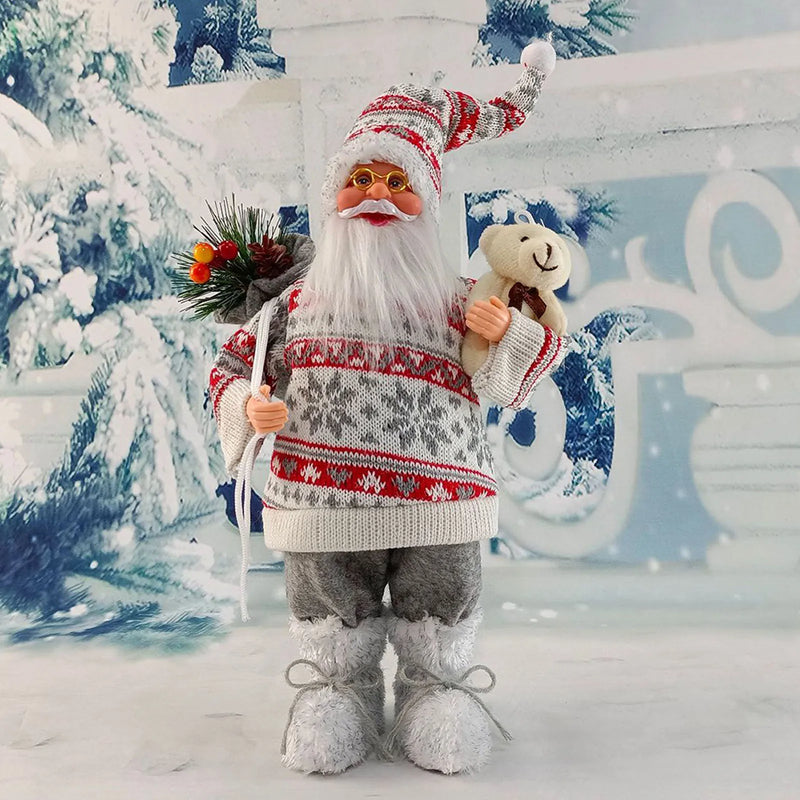 Natal sentado em pé papai noel estatuetas boneca bonito 12 polegada árvore de natal festa ornamento mesa escritório lareira decoração casa