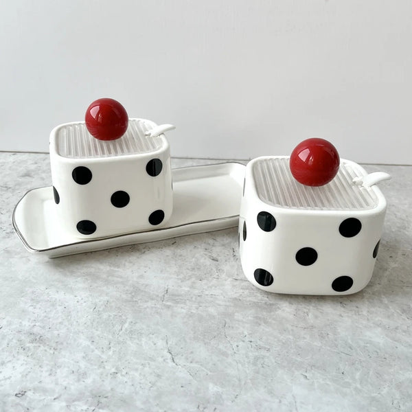 Porta Condimentos Bolinhas Cerâmica - Individual ou 2pcs