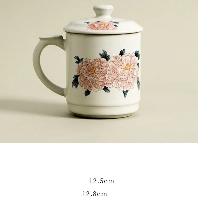 Caneca de Chá Peônia em Cerâmica - 400ml