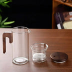 Bule com Infusor de Chá Vidro e Madeira