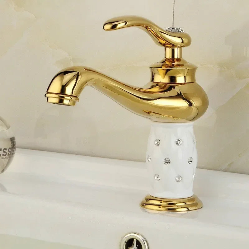 Torneira Vintage em Cerâmica para Banheiro Quente e Frio