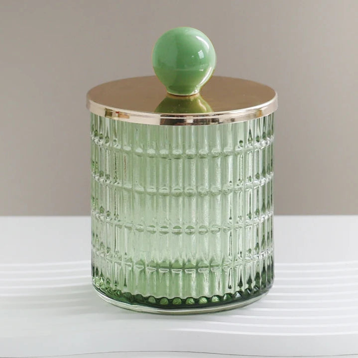 Europeu Vidro Armazenamento Jar, Multifuncional Armazenamento Garrafa De Vidro, Cor Doce Jar, Cotonete De Algodão, Vela Perfumada, Household, Novo