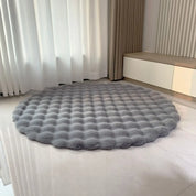 Coelho cabelo bolha veludo tapete redondo macio macio pelúcia imitação de pele crianças quarto almofada mesa café pé tapete decoração casa