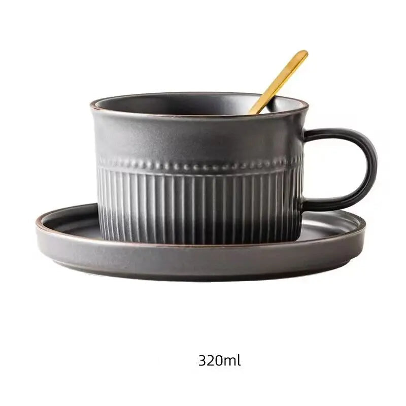 Conjunto Xícara de Cerâmica Nórdica para Café e Chá - 320ml