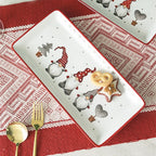 Pratos de jantar de cerâmica de natal retangular placa de alívio de cerâmica bandeja de sobremesa de chá da tarde bife pratos ocidentais utensílios de mesa presentes