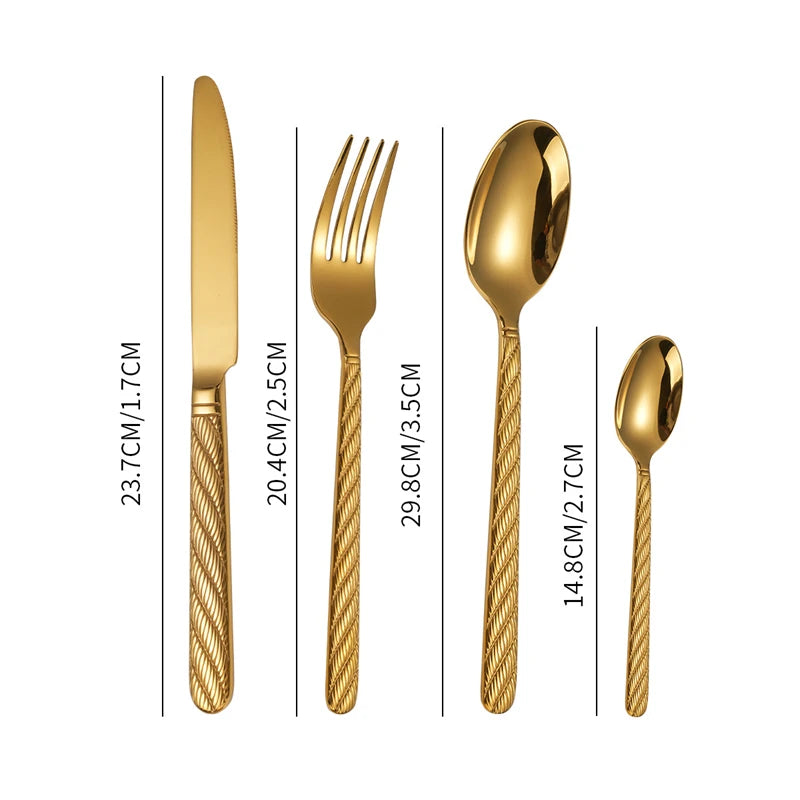 Conjunto Talheres Gold em Aço Inox - 4pcs