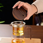 Bule com Infusor de Chá Vidro e Madeira