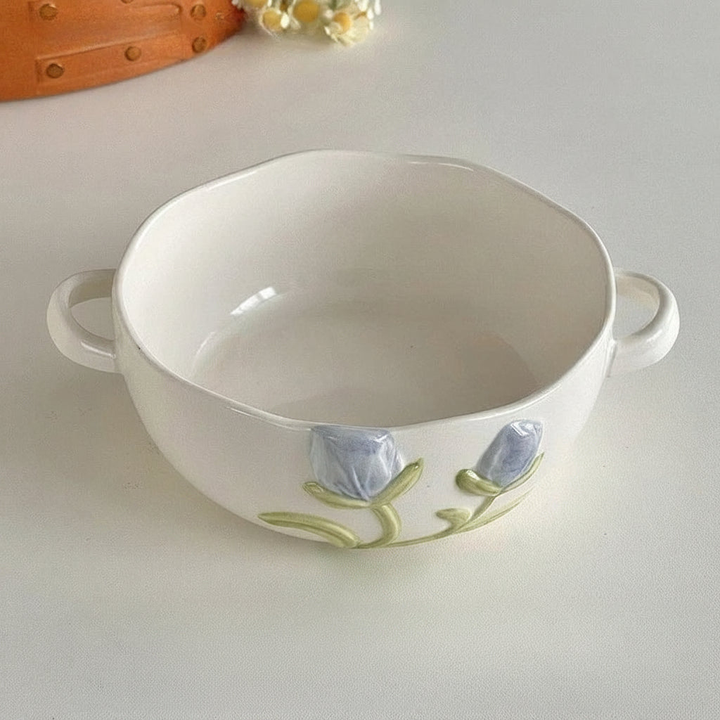Tigela de Cerâmica Elegante com Alça para Sobremesas