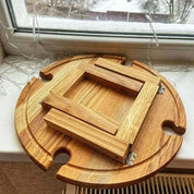 Mesa Dobrável de Madeira com Suporte para Taças