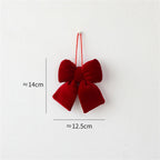 Decoração de arco de natal veludo vermelho arco nó enfeites pendurados diy árvores de natal pingente para decorações de festa em casa de férias