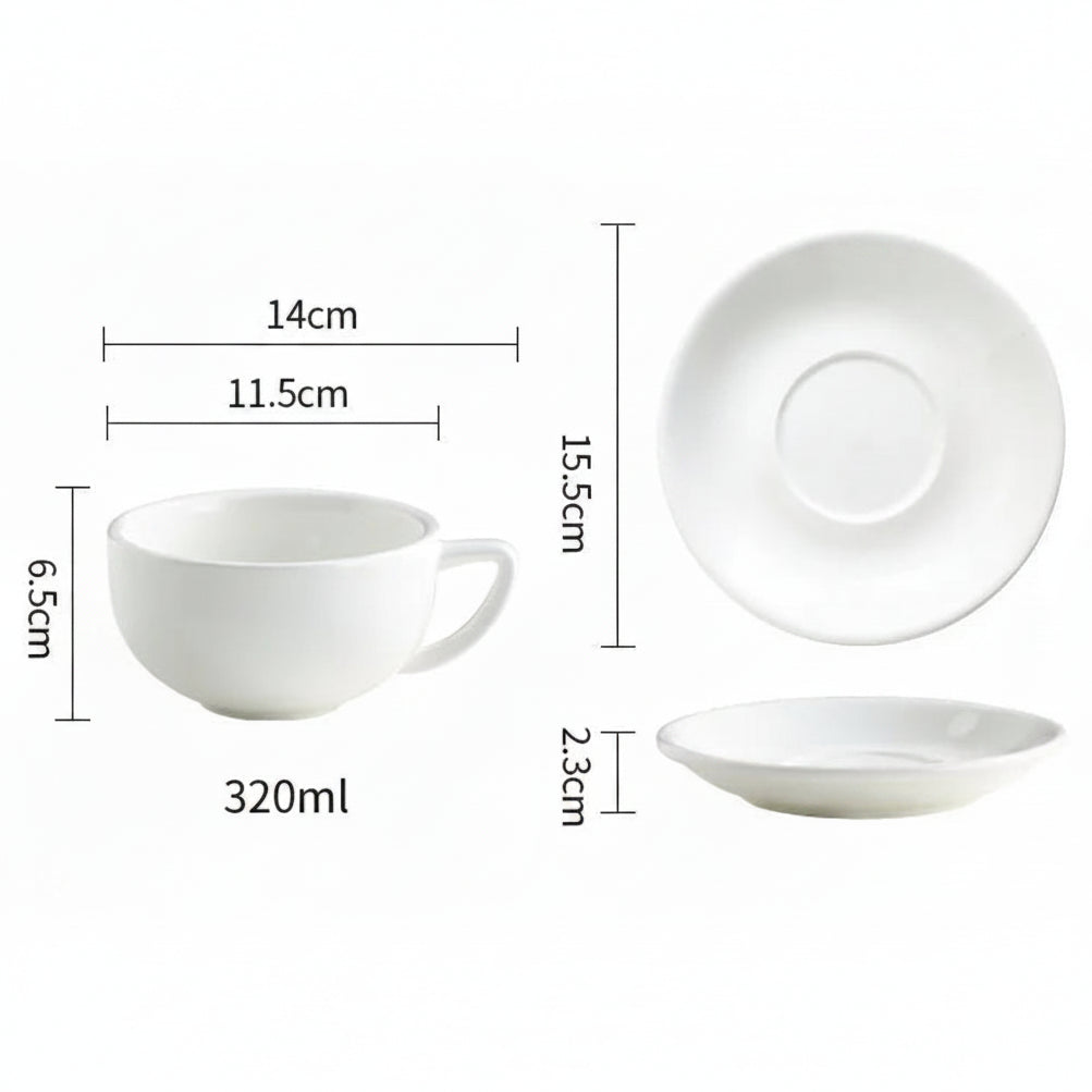 Conjunto de Xícara em Porcelana com Acabamento Pedra Nobre - 320ml