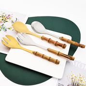 Kit Utensílios em Bambu e Inox - 2pcs