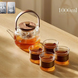 Conjunto Bule de Vidro com Cabo de Madeira - 2 ou 4pcs