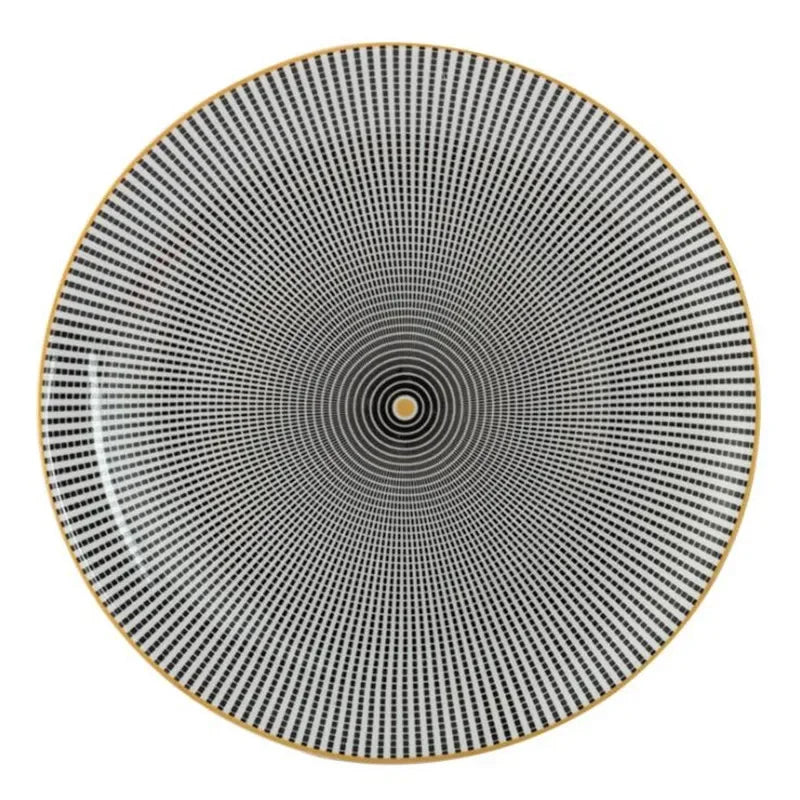 Prato de Porcelana Geométrico de Luxo