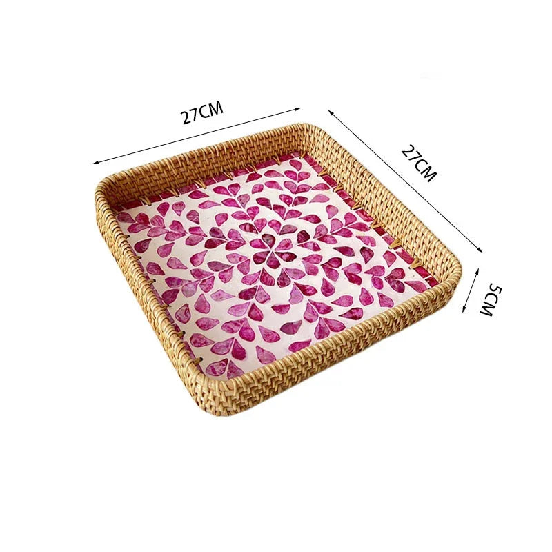 Bandeja Retrô de Rattan Feita à Mão