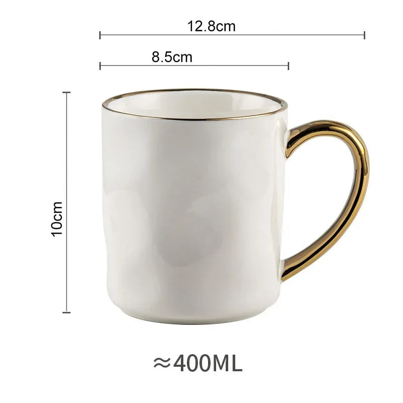 400ml estilo nórdico ouro borda caneca cerâmica xícaras de café luz luxo xícara de chá da tarde café da manhã aveia leite copo casal copo de água