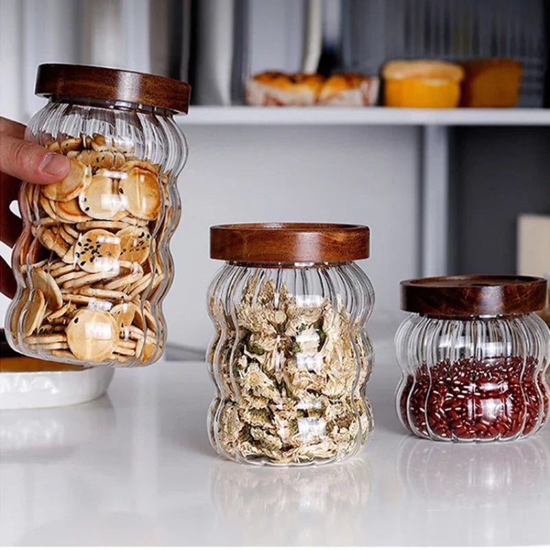 Pote de Vidro Canelado Hermético para Alimentos