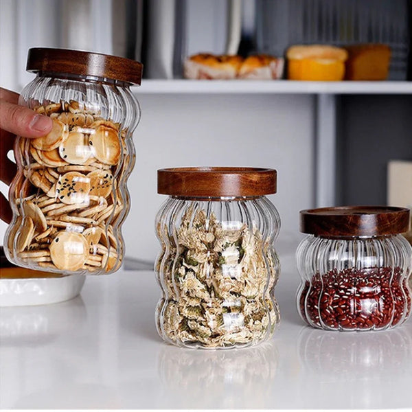 Pote de Vidro Canelado Hermético para Alimentos