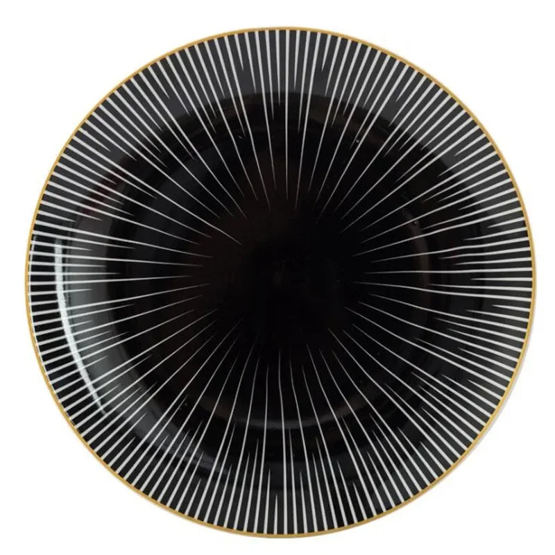 Prato de Porcelana Geométrico de Luxo