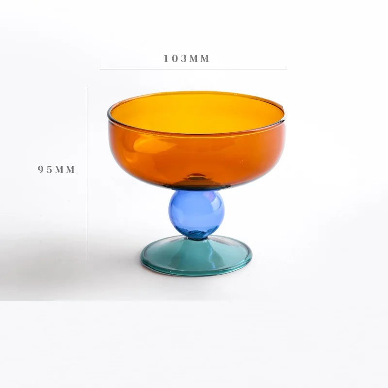 Taça de Sobremesa Elegante em Vidro Colorido