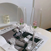 Taça de Vidro Criativa Rosas Espelhada