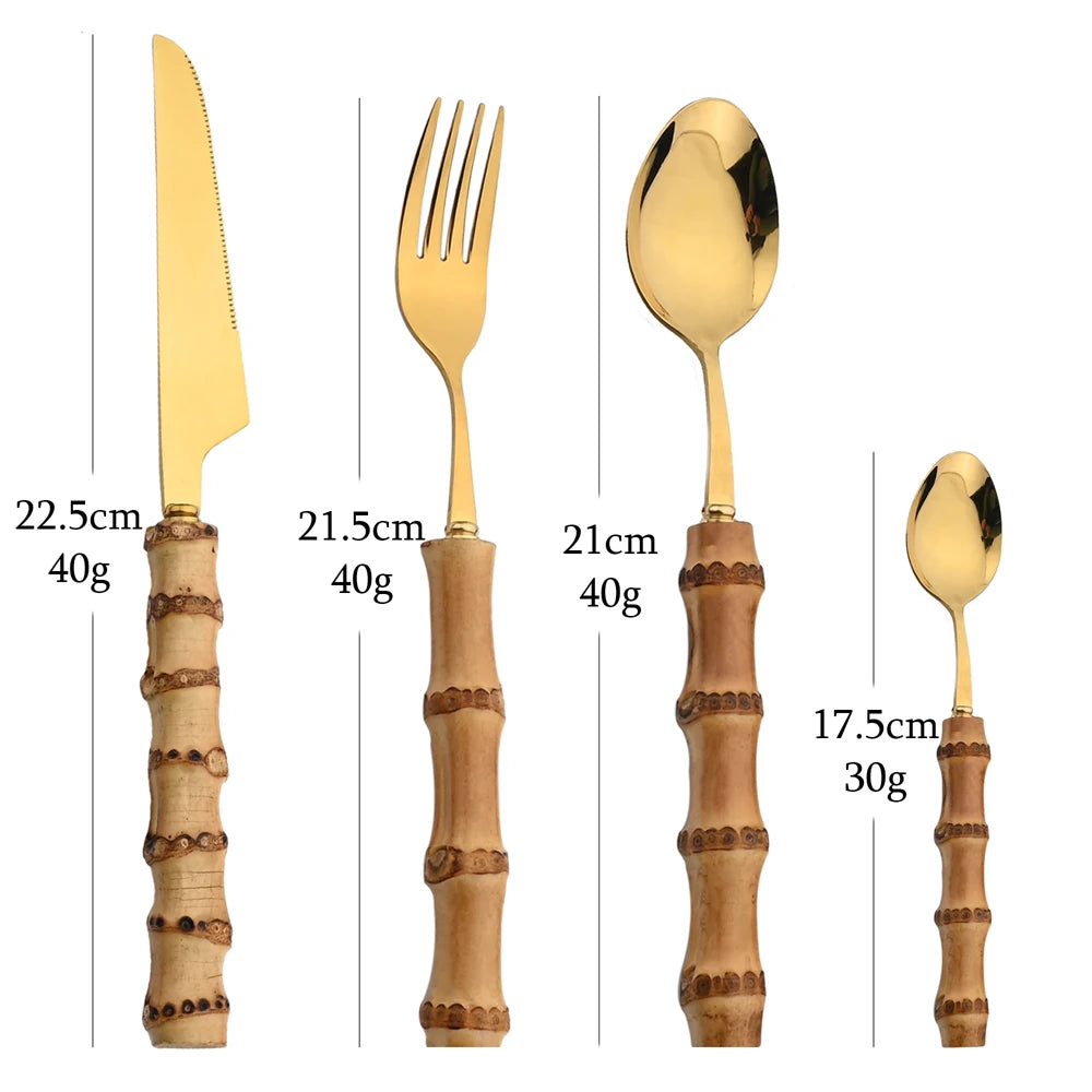 Conjunto Talheres de Bambu 24 Pcs