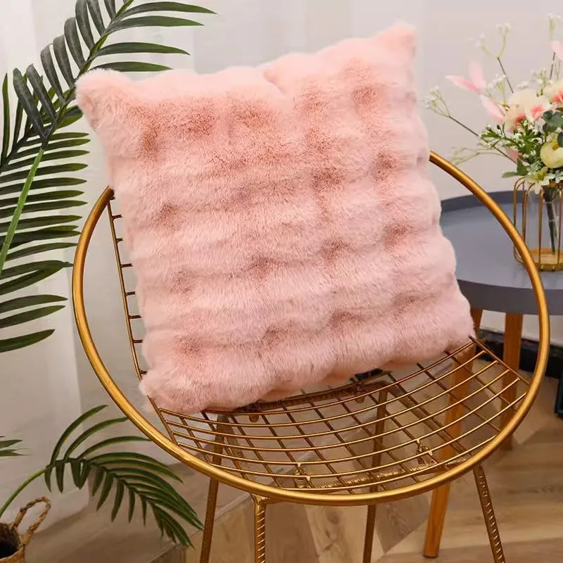 Coelho cabelo bolha travesseiro de pelúcia sofá quarto cabeceira quadrado travesseiro escritório cintura encosto com travesseiro núcleo fronha almofada
