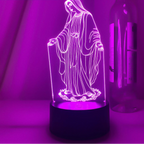 Imagem Religiosa 3D LED: Virgem Maria com Controle Remoto de Cores