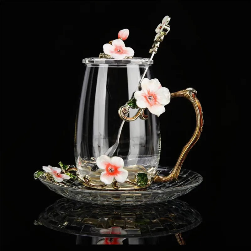 Caneca Flores Esmaltada de Vidro 5 Modelos