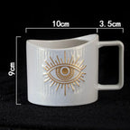 Criativo copo de café cerâmica gradiente em forma de óculos porcelana caneca escritório beber copo grande capacidade presente decoração para casa