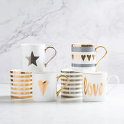 Caneca de Porcelana Detalhes Dourado - 330ml