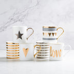 Caneca de Porcelana Detalhes Dourado - 330ml