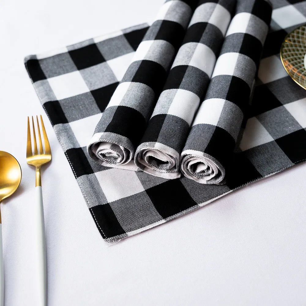 4 pçs natal vermelho verde pano guardanapos escocês tartan xadrez placemats ano novo natal decorativo festivo festa em casa decoração de mesa