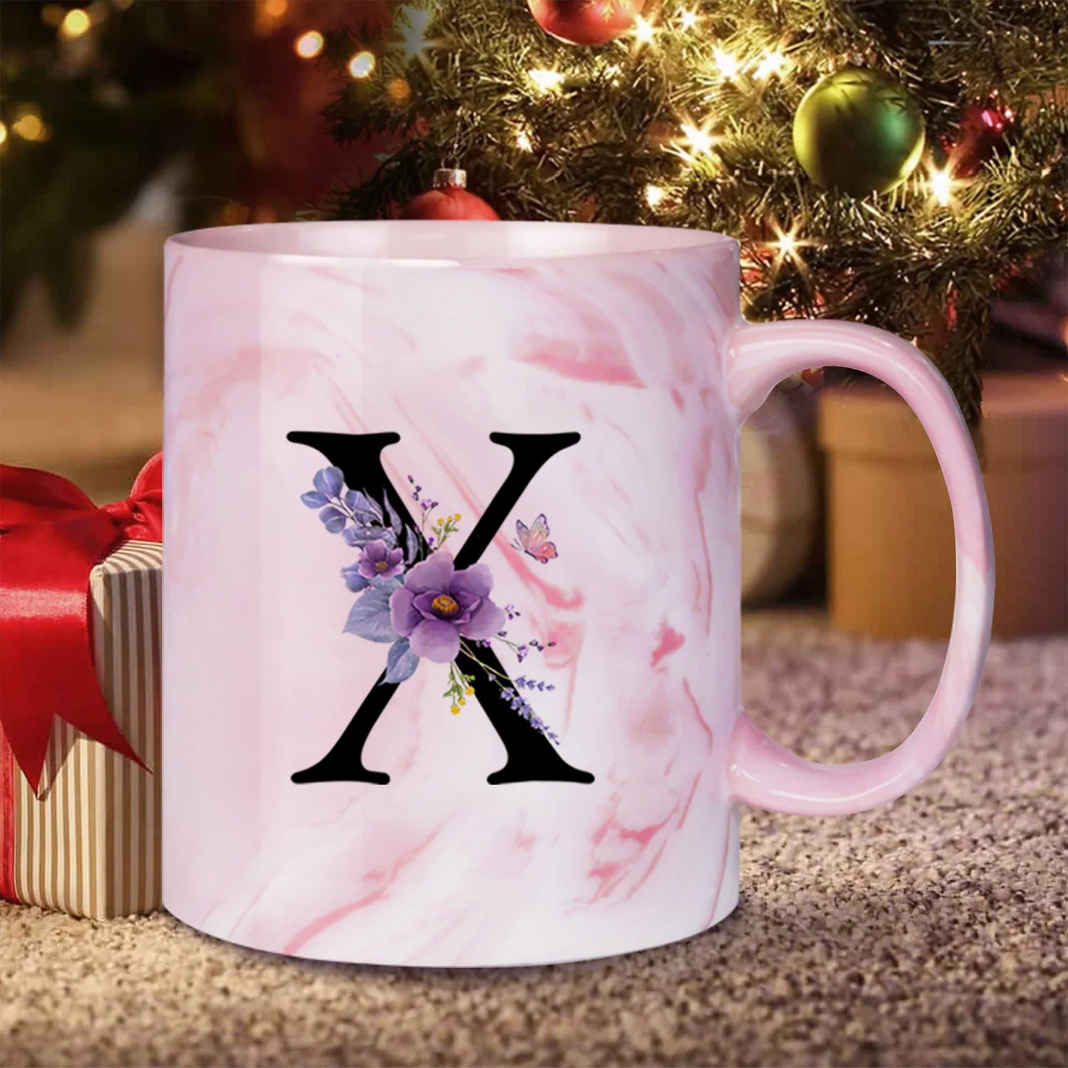 Caneca Floral Iniciais Letras - 320ml
