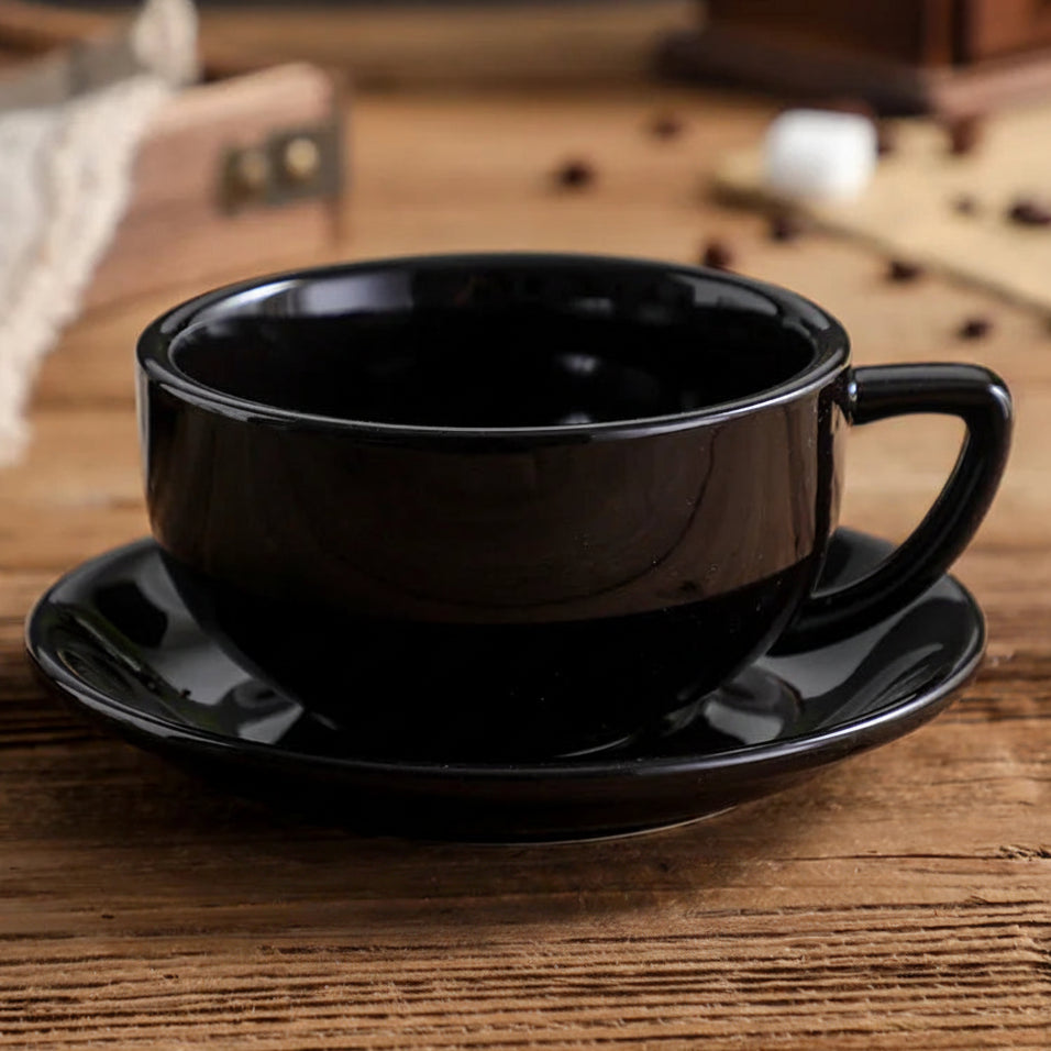 Conjunto de Xícara em Porcelana com Acabamento Pedra Nobre - 320ml