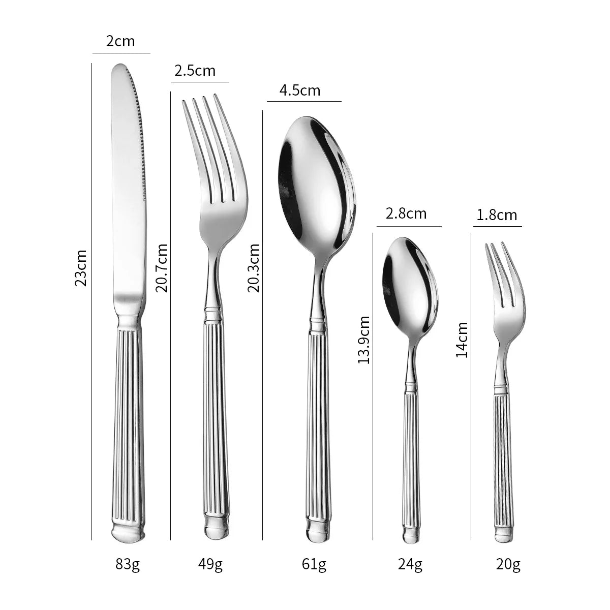 5 peças de faca de aço inoxidável, garfo, colher conjunto de talheres de bife ocidental resistente