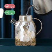 Ambarina cor diamante vidro chaleira doméstica resistente ao calor copo engrossado casa suco flor bule 1750 ml