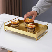 Bandeja de ouro com alça, Prato brinco, Refeição para cozinha dresser Decor