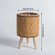 Boho Plant Stand Basket com pernas removíveis, Prateleira de flores, Plantador tecido, Imitação Rattan, Plantas Suculentas