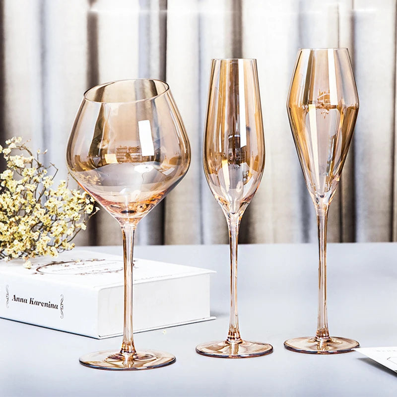 Cristal âmbar vinho tinto vidro Decanter, Borgonha Borgonha Borgonha Cálice, Taça De Degustação De Barriga Grande, Bar e Casa, Festa De Casamento, Copos