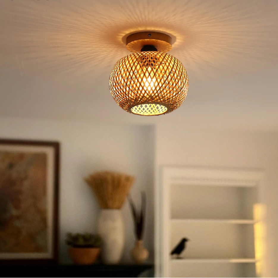 Luminária de Teto em Bambu Artesanal