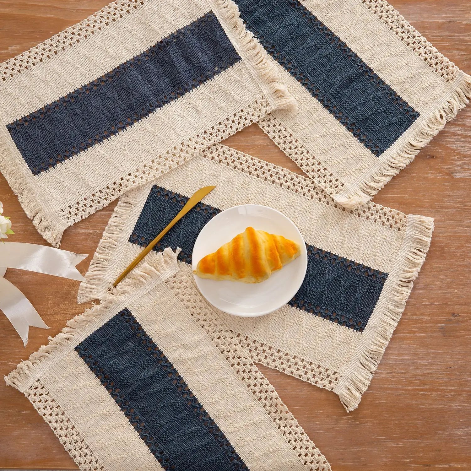 Conjunto Descanso para Prato de Linho Feito a Mão 4 ou 6pcs